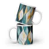 Abstract pattern ceramic mug with the Gilded Currents artwork by Drese Art