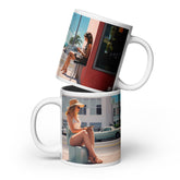 American vintage ceramic mug with the Miami Moment artwork by Drese Art