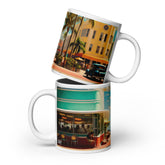 American vintage ceramic mug with the Miami Retro artwork by Drese Art