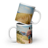 Pride-inspired American vintage ceramic mug with the Stroll by the Beach artwork by Drese Art