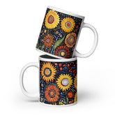 Ethnic floral ceramic mug with the Sunlit Dreaming artwork by Drese Art