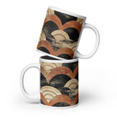 Japanese vintage pattern ceramic mug with the Aged Tides artwork by Drese Art
