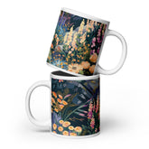 Floral ceramic mug with the Alpine Meadow artwork by Drese Art
