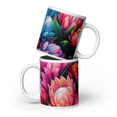 Floral ceramic mug with the Floral Radiance artwork by Drese Art