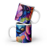 Floral ceramic mug with the Luminous Depths artwork by Drese Art