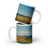 Golf-inspired ceramic mug with the Coastal Drive artwork by Drese Art
