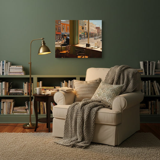 Lifestyle image of American vintage canvas print with the San Francisco Escape design by Drese Art