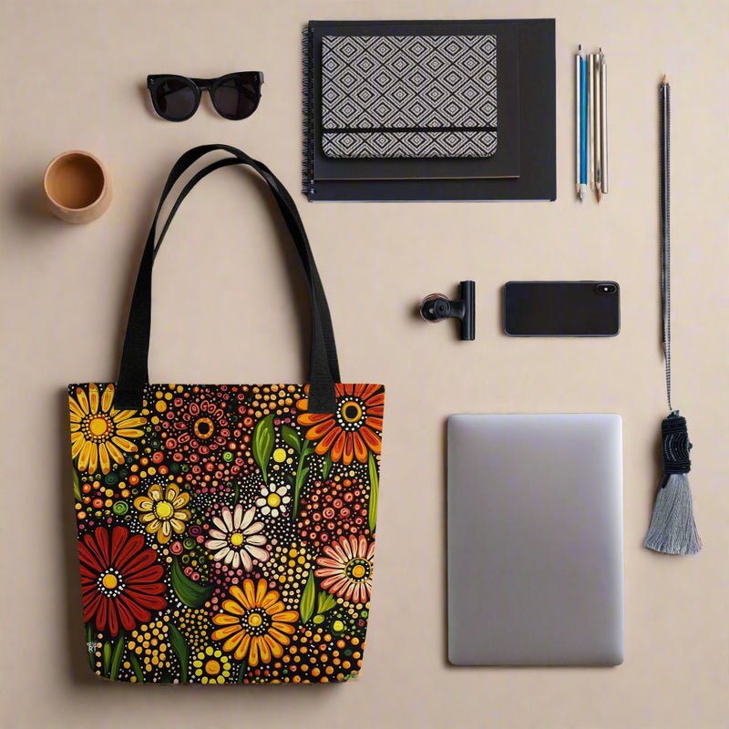 aboriginal-floral-tote-bag-flourishing-earth-drese-art-3