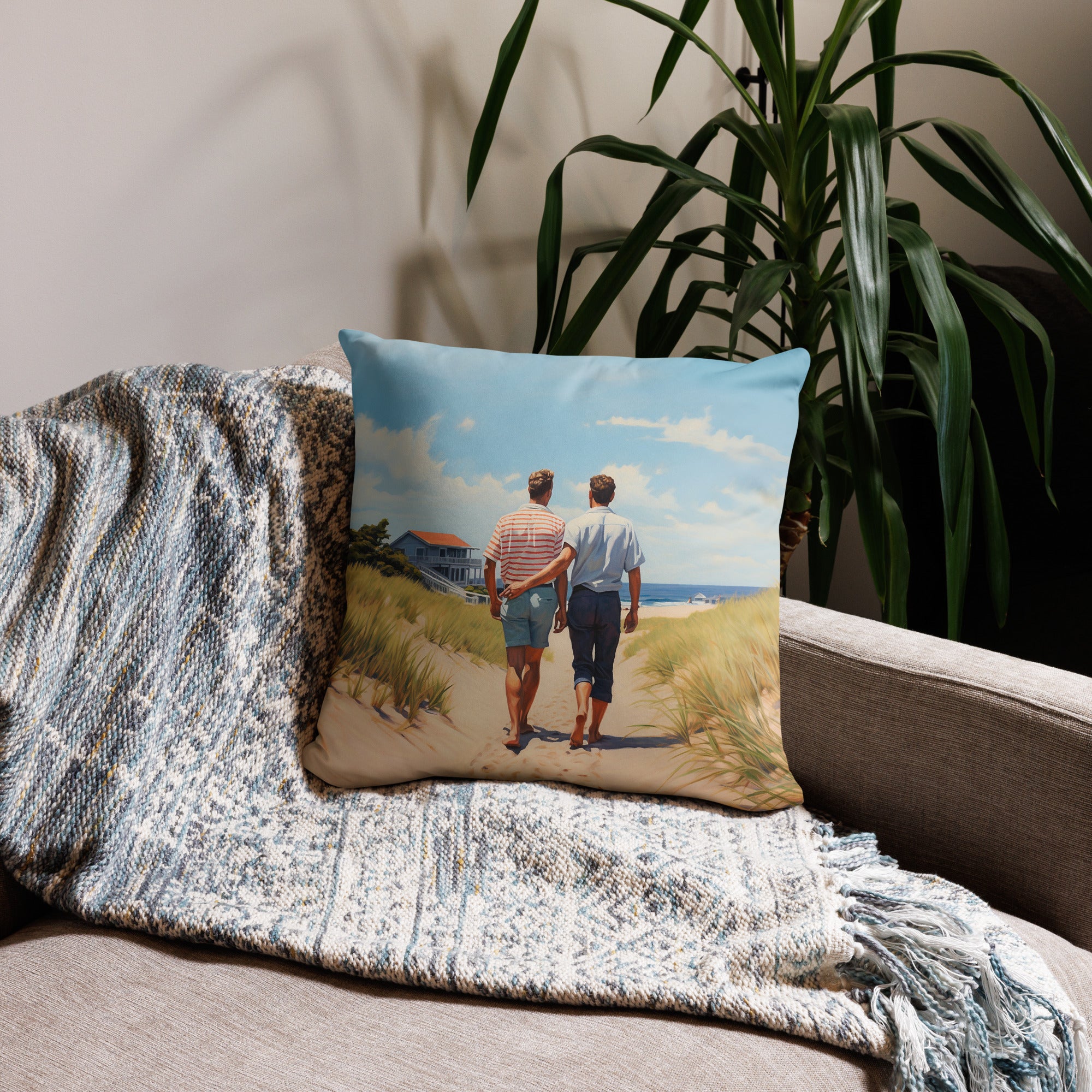 Throw Pillow - Stroll by the Beach | Drese Art