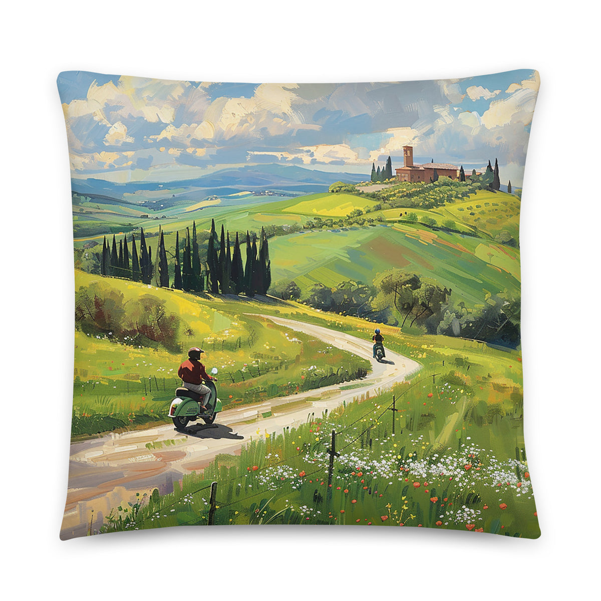 22×22-inch Italian vintage throw pillow with the Tuscan Splendor artwork by Drese Art