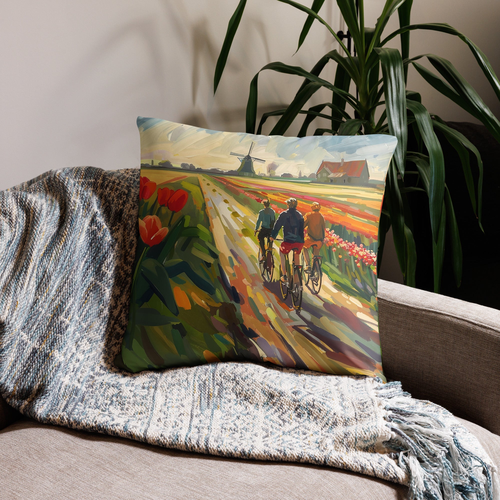 Throw Pillow - Through Tulip Fields | Drese Art