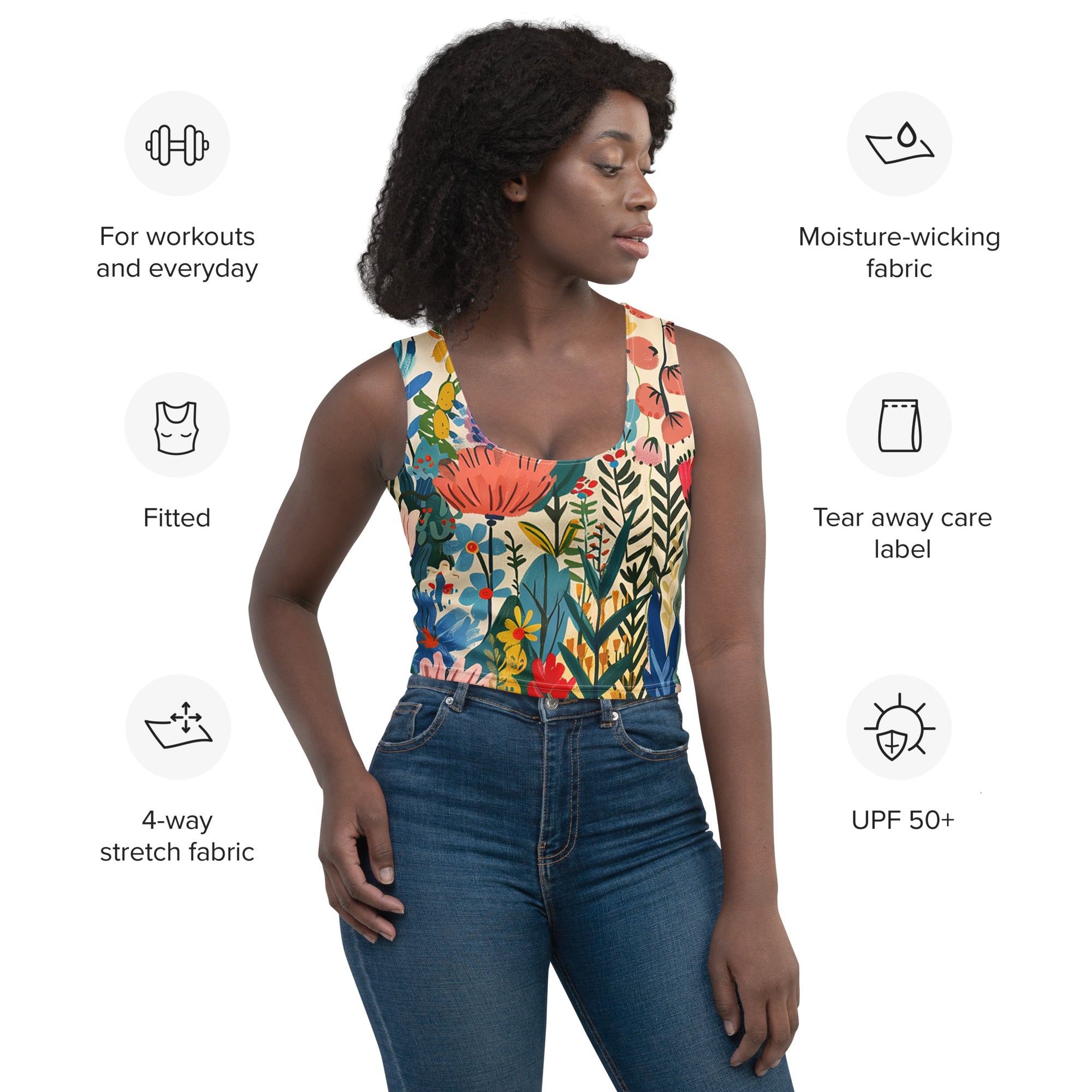 Top crop pour femme - Délice floral nordique | Drese Art