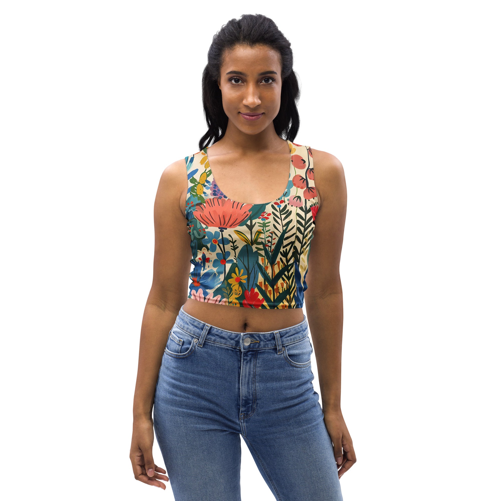 Top crop pour femme - Délice floral nordique | Drese Art