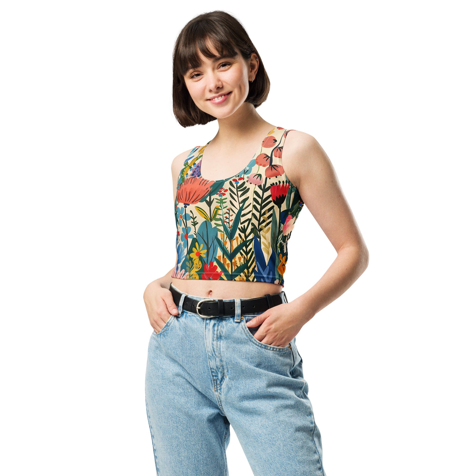 Top crop pour femme - Délice floral nordique | Drese Art