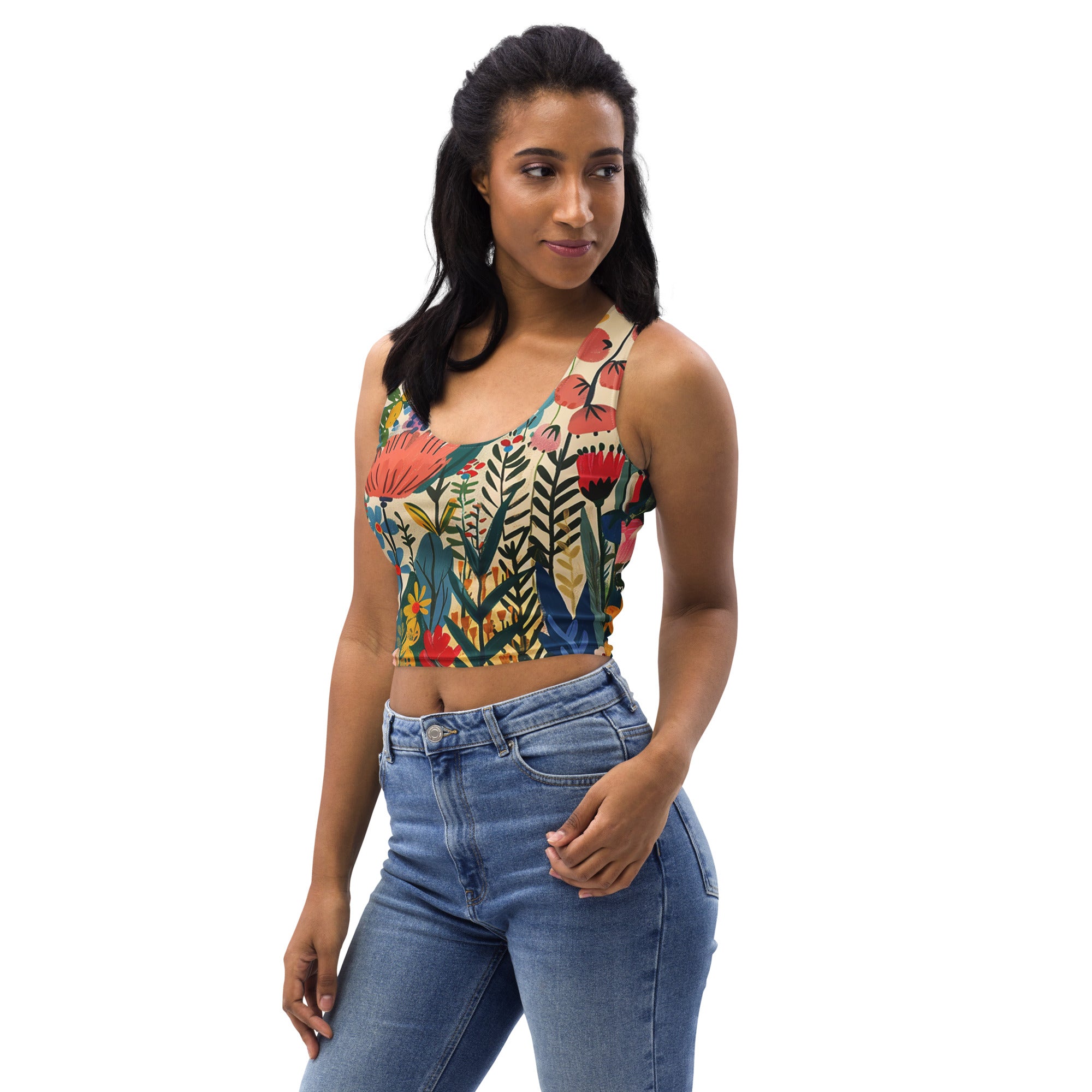 Damen Crop-Top  - Nordischer Blumenzauber | Drese Art