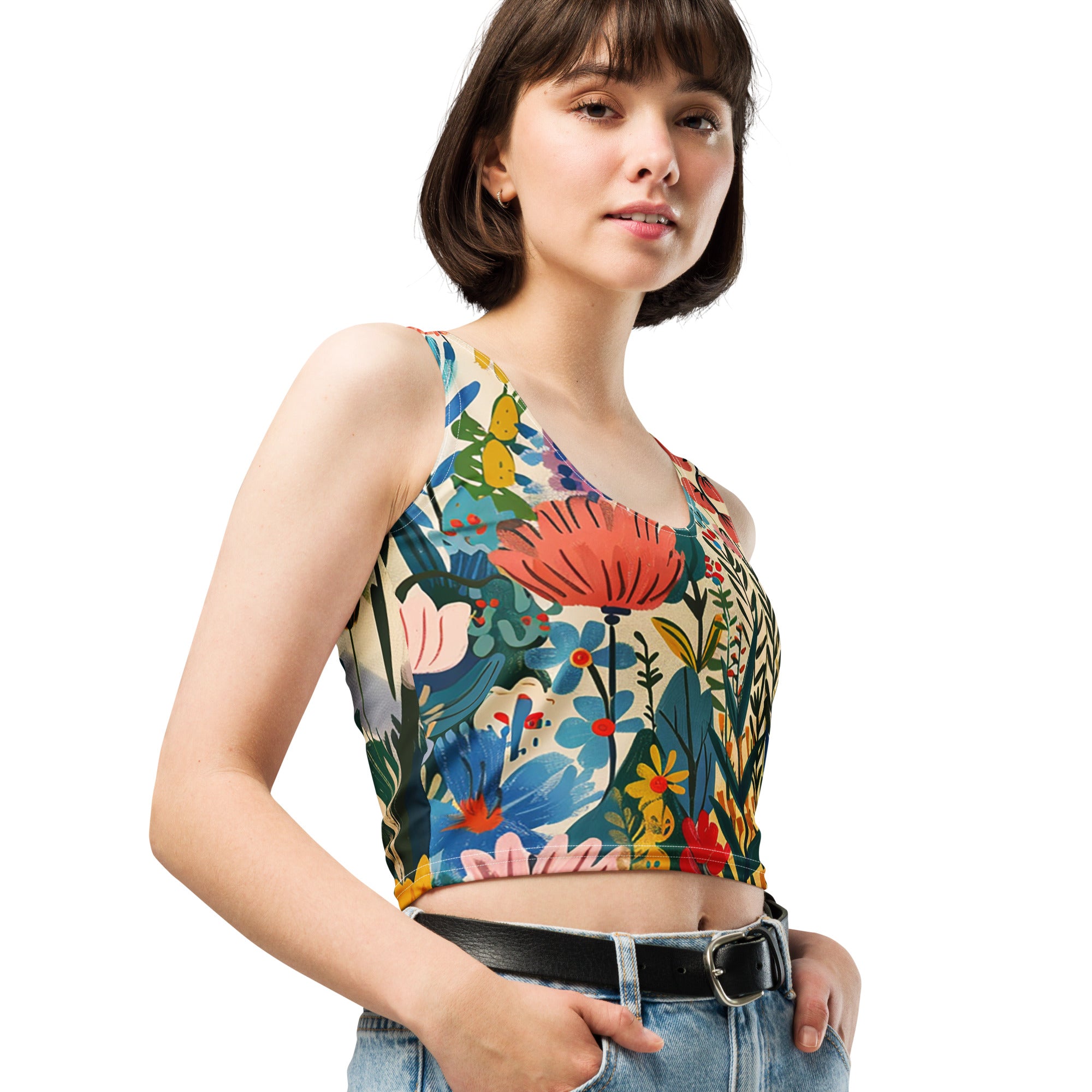 Damen Crop-Top  - Nordischer Blumenzauber | Drese Art