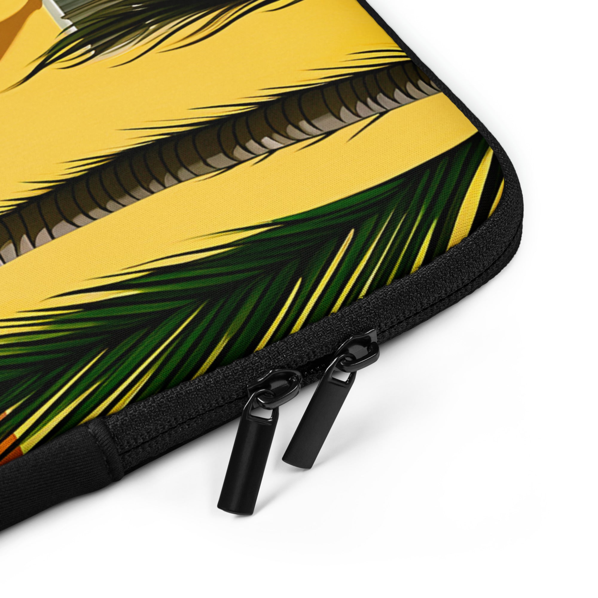 Closeup of laptop sleeve Miami Mid by Drese Art — retro Miami tones with mid-century feel