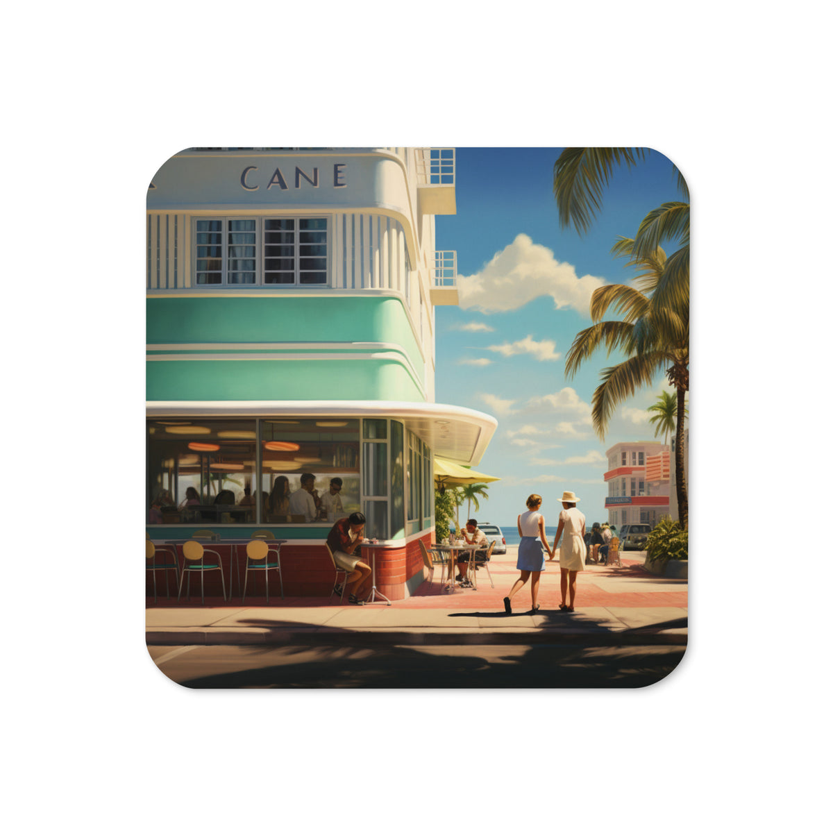 American vintage coaster featuring the Miami Retro artwork by Drese Art