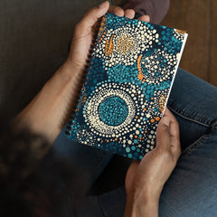 Context image of Ethnic patterned spiral notebook with the Dreaming Currents artwork by Drese Art