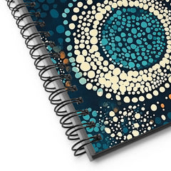 Close-up of Ethnic patterned spiral notebook with the Dreaming Currents artwork by Drese Art