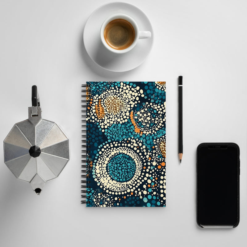 Context image of Ethnic patterned spiral notebook with the Dreaming Currents artwork by Drese Art