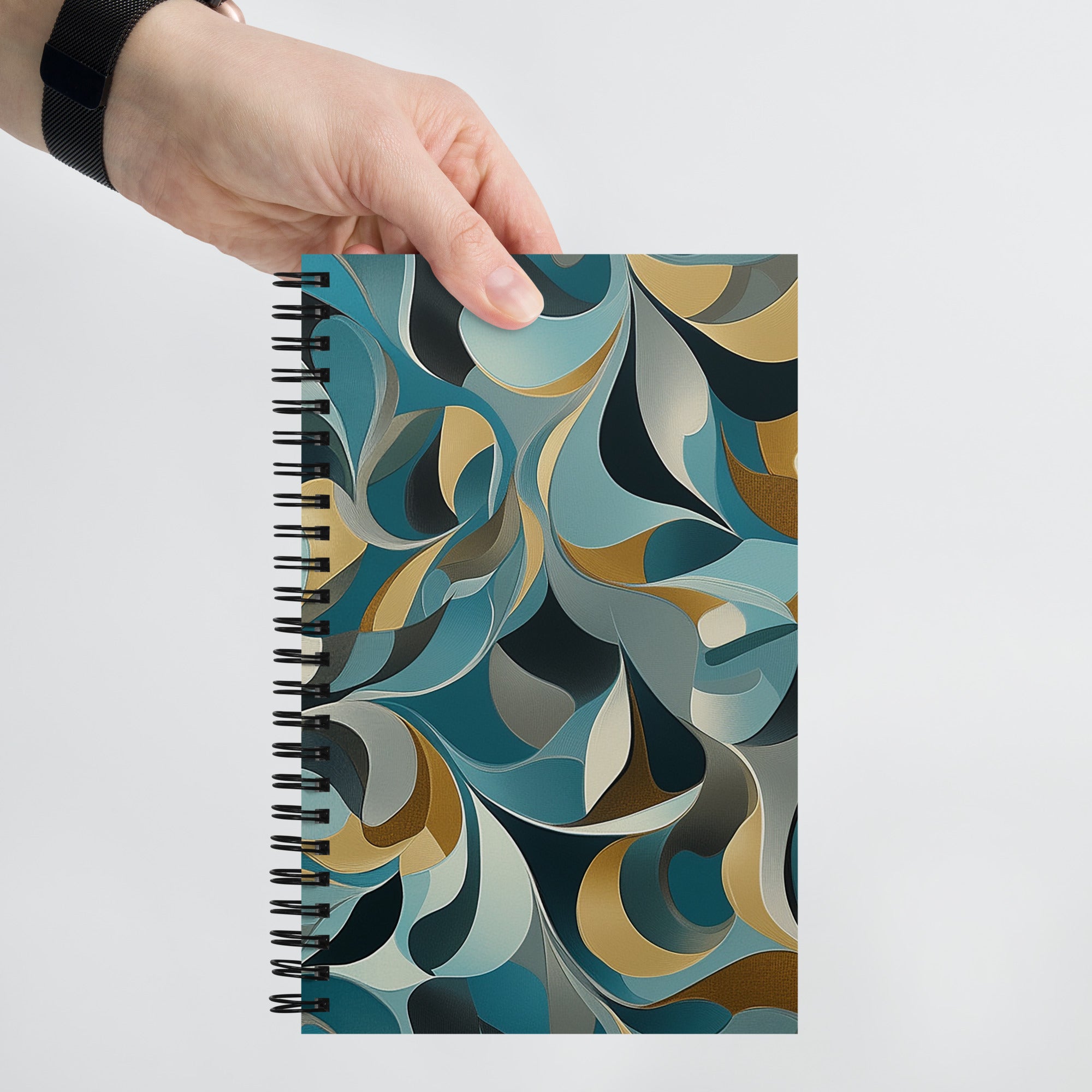 Context image of Abstract pattern spiral notebook with the Aqua Reverie artwork by Drese Art
