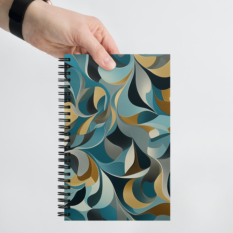 Context image of Abstract pattern spiral notebook with the Aqua Reverie artwork by Drese Art