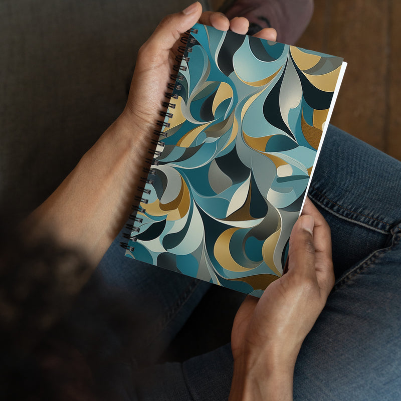 Context image of Abstract pattern spiral notebook with the Aqua Reverie artwork by Drese Art
