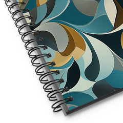 Close-up of Abstract pattern spiral notebook with the Aqua Reverie artwork by Drese Art