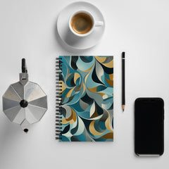 Context image of Abstract pattern spiral notebook with the Aqua Reverie artwork by Drese Art