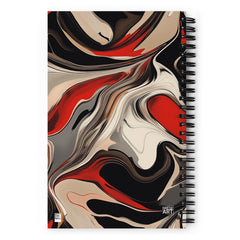 Back cover of Abstract pattern spiral notebook with the Crimson Flux artwork by Drese Art