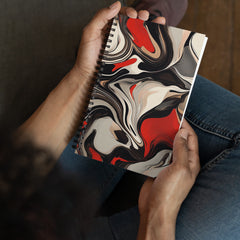 Context image of Abstract pattern spiral notebook with the Crimson Flux artwork by Drese Art