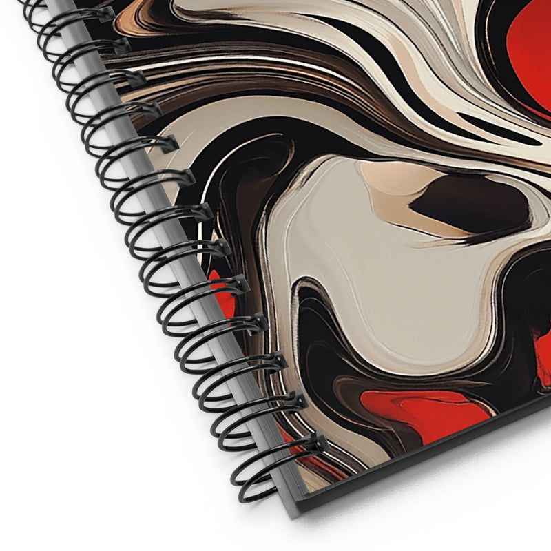 Close-up of Abstract pattern spiral notebook with the Crimson Flux artwork by Drese Art