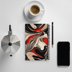 Context image of Abstract pattern spiral notebook (back cover) with the Crimson Flux artwork by Drese Art