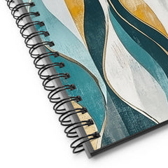 Close-up of Abstract pattern spiral notebook with the Gilded Currents artwork by Drese Art