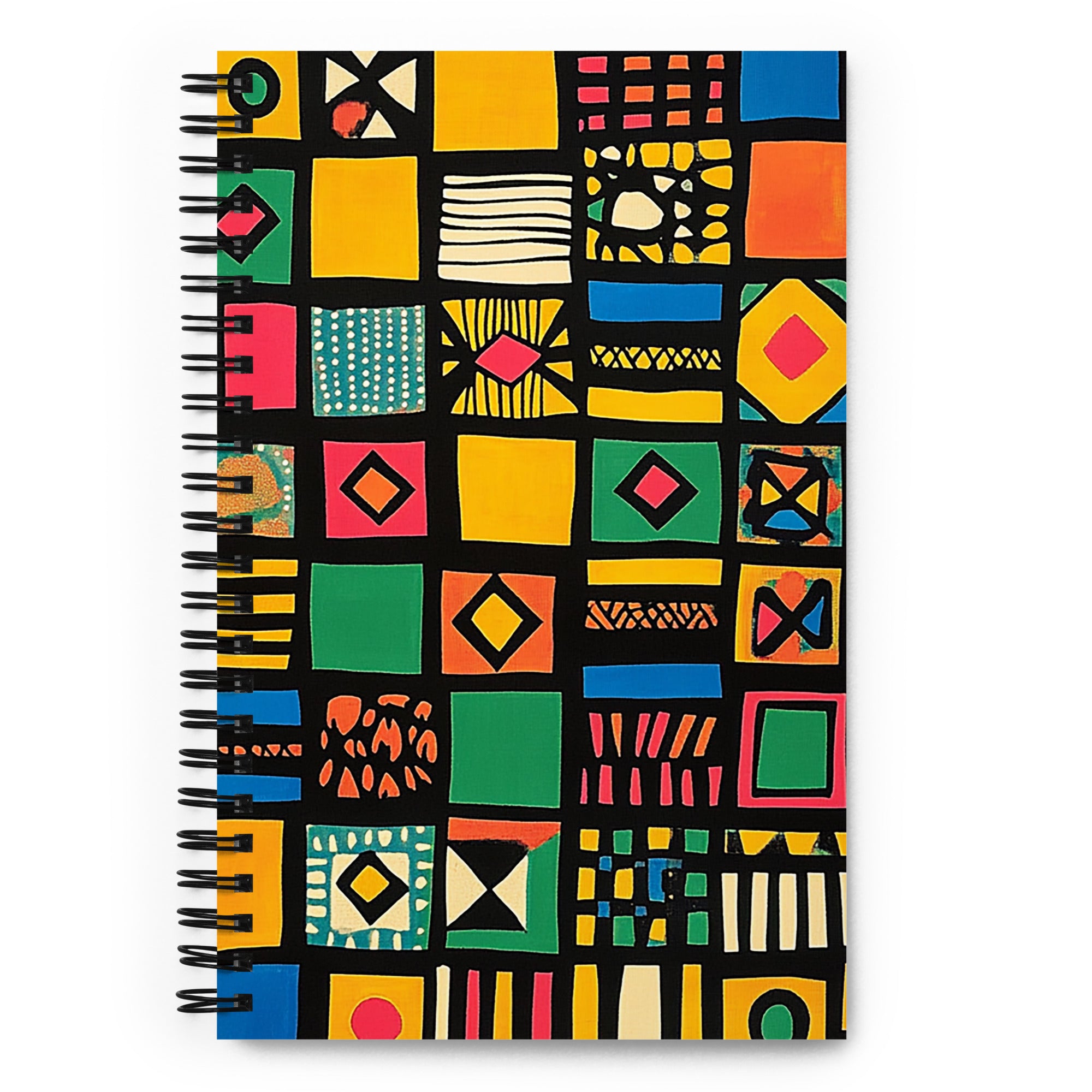 African-inspired ethnic pattern spiral notebook with the Tribal Tapestry artwork by Drese Art