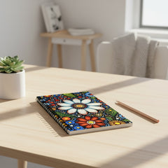 Lifestyle image of Ethnic floral spiral notebook with the Blooming Dreamtime artwork by Drese Art