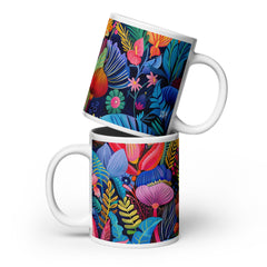 African floral ceramic mug with the African Blossoms artwork by Drese Art