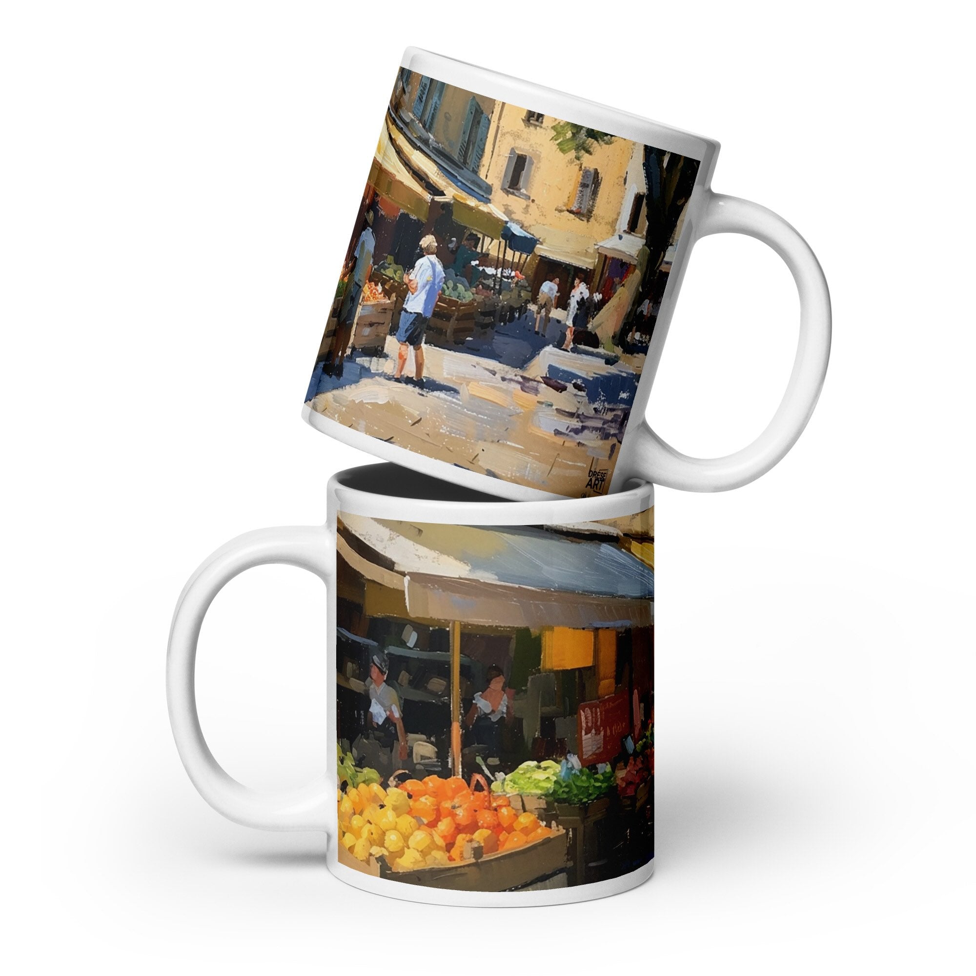 French vintage ceramic mug with the Golden Provence artwork by Drese Art