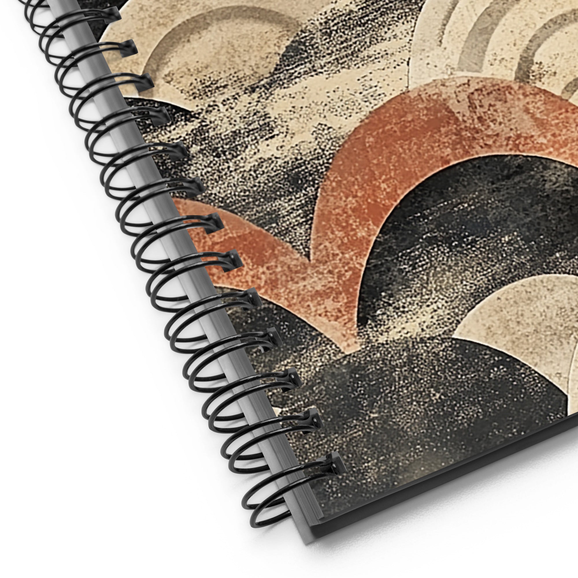 Close-up of Japanese vintage pattern spiral notebook with the Aged Tides artwork by Drese Art