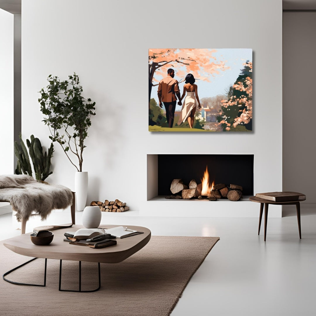 Context image of Romantic African American vintage canvas print with the Beautiful Day artwork by Drese Art