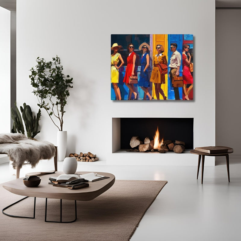 Lifestyle image of New York Vintage Canvas Wall Art with the Colors of Soho artwork by Drese Art
