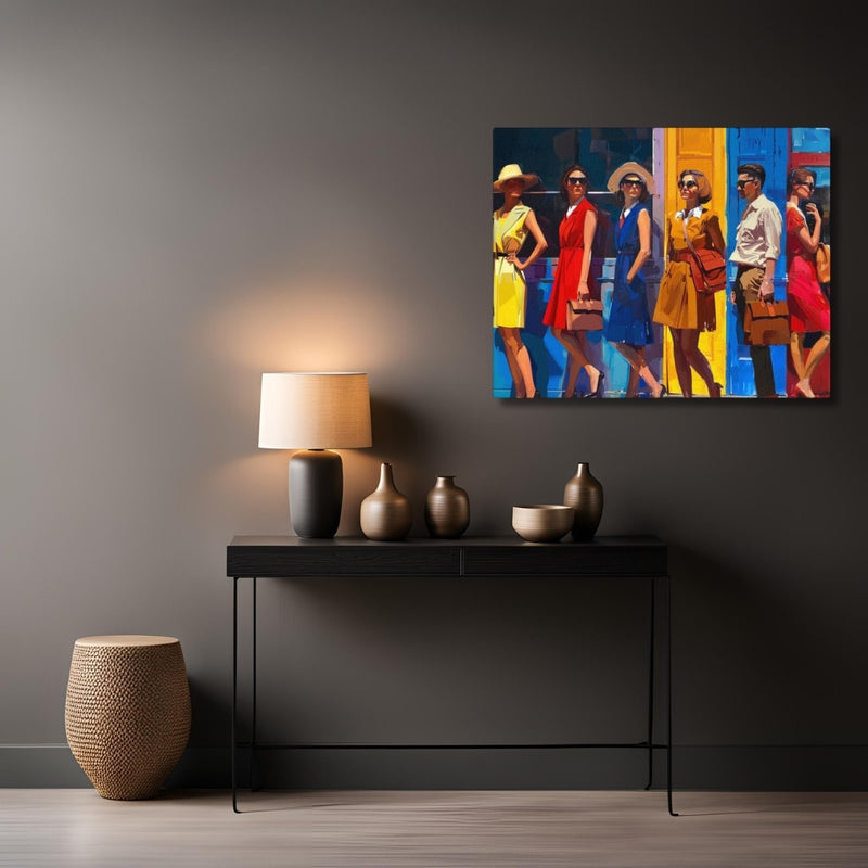 Lifestyle image of New York Vintage Canvas Wall Art with the Colors of Soho artwork by Drese Art
