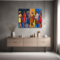 Lifestyle image of New York Vintage Canvas Wall Art with the Colors of Soho artwork by Drese Art
