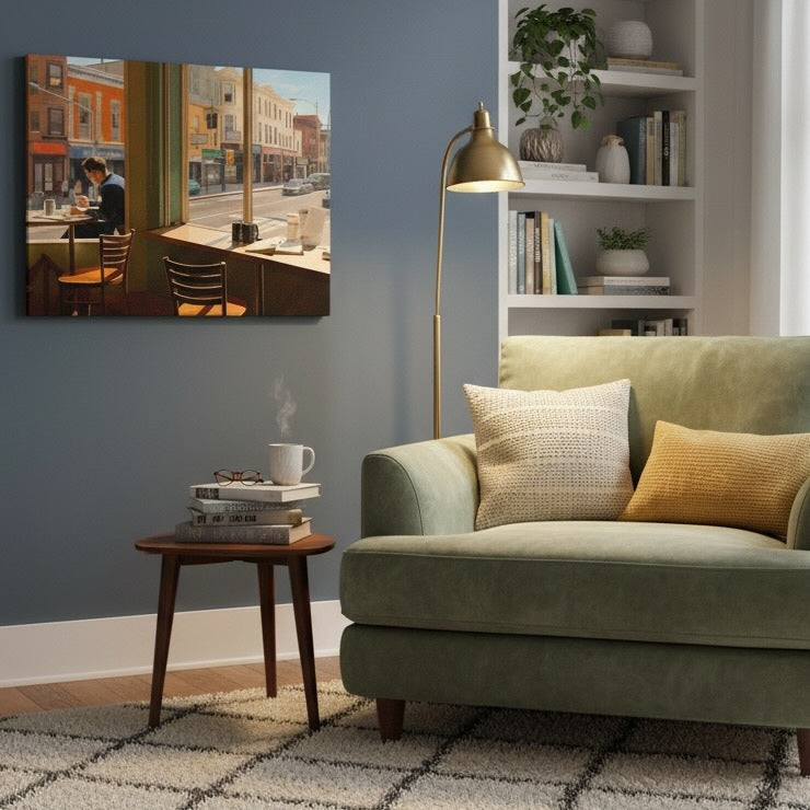 Lifestyle image of Vintage Canvas Wall Art with the San Francisco Escape artwork by Drese Art
