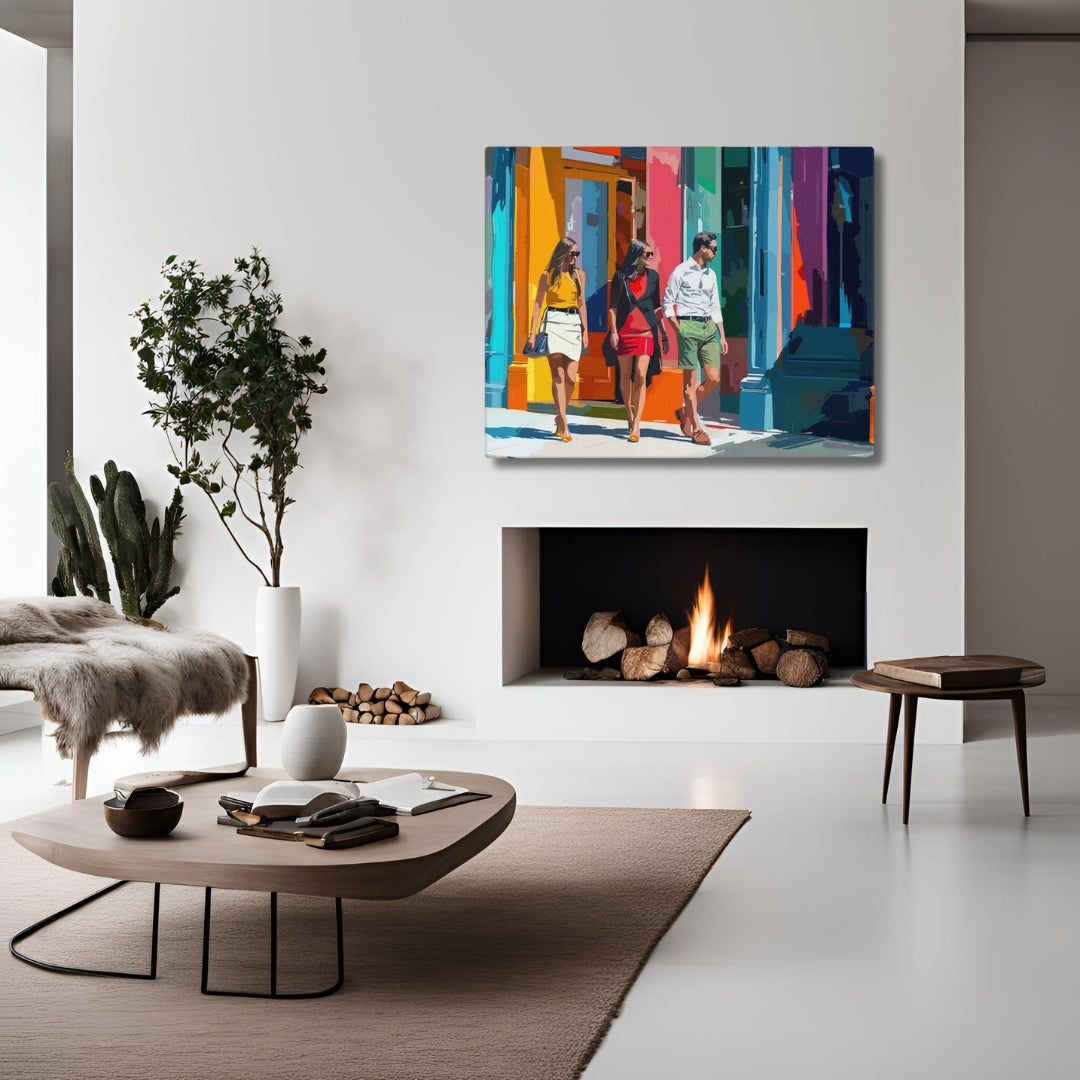Context image of American vintage square canvas print with the SoHo Style artwork by Drese Art