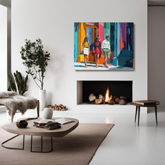 Context image of American vintage square canvas print with the SoHo Style artwork by Drese Art