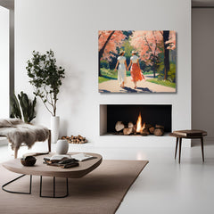 Context image of Pride-inspired American vintage square canvas print with the Springtime Serenade artwork by Drese Art
