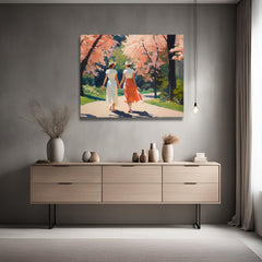 Context image of Pride-inspired American vintage square canvas print with the Springtime Serenade artwork by Drese Art