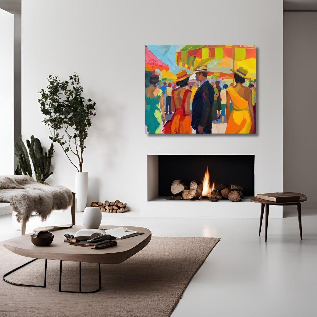 Context image of Spanish vintage canvas print with the Colors of Seville artwork by Drese Art